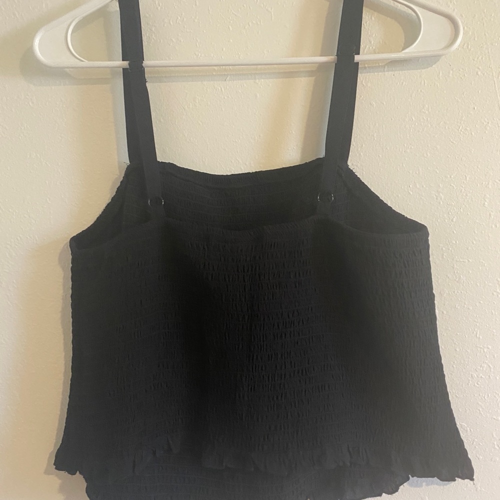 NWT - Torrid 0/12 - Black Smocked Challis Cropped Cami - Picture 6 of 10